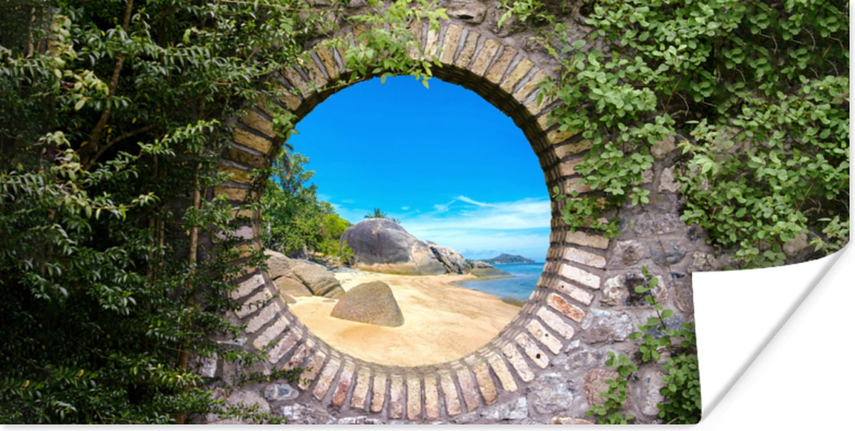 Poster Zomer - Strand - Doorkijk - Tropical - 40x20 cm