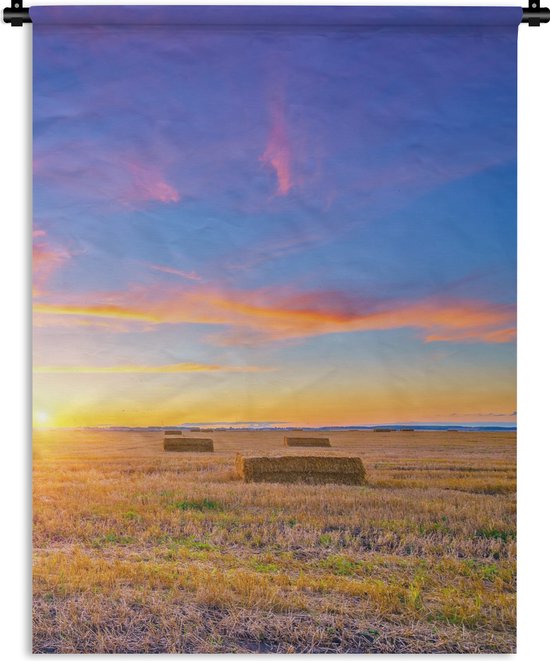 Tapisserie murale - Toile murale - Paille - Soleil - Ciel - Paysage - 90x120 cm - Tapisserie