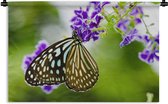 Wandkleed - Wanddoek - Lavendel - Vlinder - Botanisch - 150x100 cm - Wandtapijt