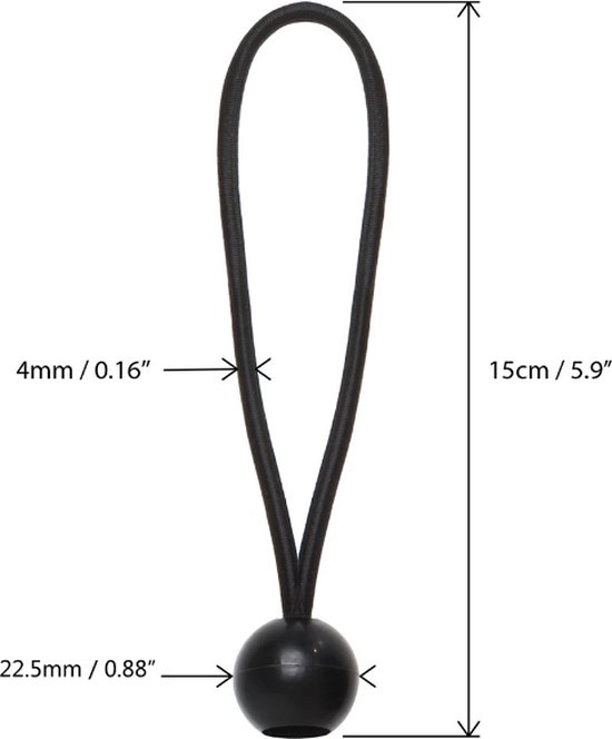 FSW-Products - Zeilspanner Met Bal - Spanrubbers Elastieken - Tentspanner Spanelastiek 16-30 CM - 4 Stuks - Spanband Rubber Voor Bootzeil/Zeil/Spandoeken/Schaduwdoek/Aanhangwagen/Tent Koord Spanners van FSW-Products — afbeelding 3