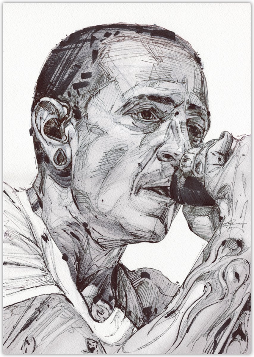 Passionforart.eu Chester Bennington - poster - 30 x 40 cm Full colour