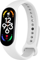 Siliconen Smartwatch bandje - Geschikt voor Xiaomi Mi Band 7 siliconen bandje - wit - Strap-it Horlogeband / Polsband / Armband
