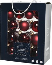 52x stuks kerstballen donkerrood van glas 5, 6 en 7 cm - mat/glans - Kerstversiering/boomversiering