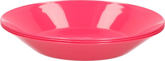 6x stuks ontbijt/diner diepe bordjes hard kunststof 21 cm in het rood. Outdoor servies camping/picknick/verjaardag — afbeelding 2