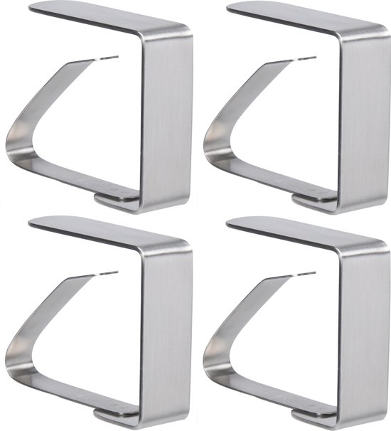 Foto: Tafelkleed klemmen 8x stuks rvs metaal 5 x 4 cm zilver