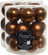 54x stuks kleine kerstballen kaneel bruin van glas 4 cm - mat/glans - Kerstboomversiering