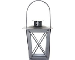Flancy Flames Windlicht - ijzer - zilverkleurig - 12 x 16 cm - lantaarn - tuinverlichting