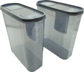 Bocaux de conservation bocaux / boîtes de conservation - Plastique - Empilable - 4,5L - Gris foncé - Set de 2