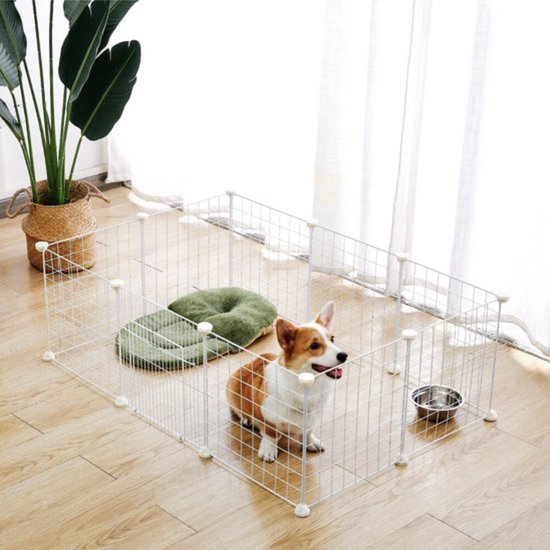 COSTWAY Puppyren 80 cm hoog, 8-delige opvouwbare