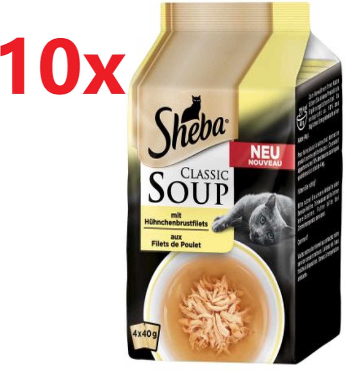 Sheba Sheba - Classic Soup Kip - Kattenvoer Multipack - 10 verpakkingen van (4x40g)