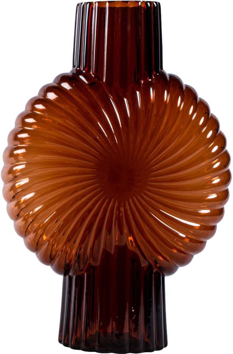 PTMD COLLECTION PTMD Zugar Ronde Vaas - 27 x 13 x 40 cm - Glas - Bruin