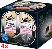 Sheba - Perfect Portions - Adult Paté Zalm - 4 verpakkingen van 3x2stuks