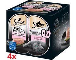 Sheba - Perfect Portions - Adult Paté Zalm - 4 verpakkingen van 3x2stuks