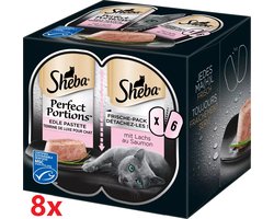 Sheba - Perfect Portions - Adult Paté Zalm - 8 verpakkingen van 3x2stuks