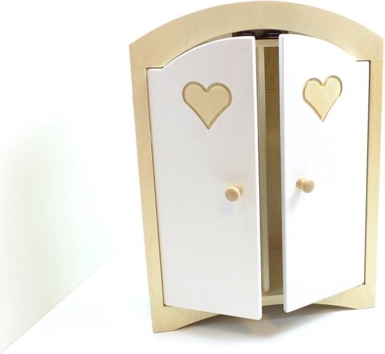 Van Dijk Toys houten Poppenkledingkast - Wit van Van Dijk Toys — afbeelding 2