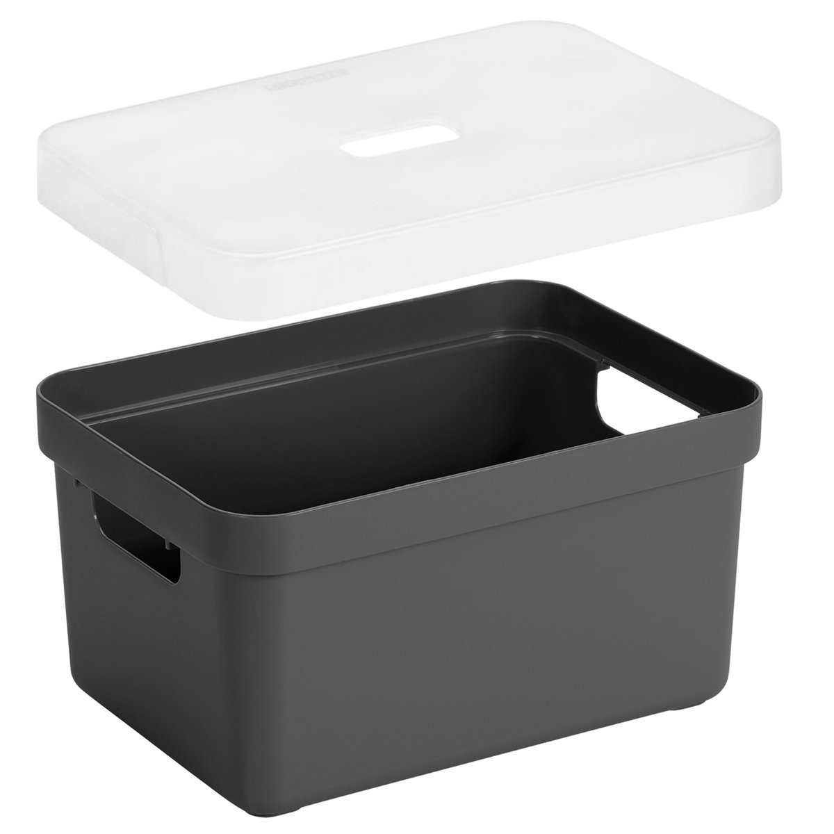 Sunware Opbergbox met transparante deksel - mand - antraciet - 13 liter - kunststof - 35 x 25 x 18 cm