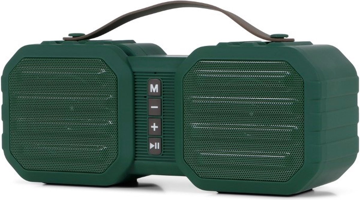 BRAINZ Power Cube Bluetooth Speaker - Extra Bass - Draaghendel - Groen