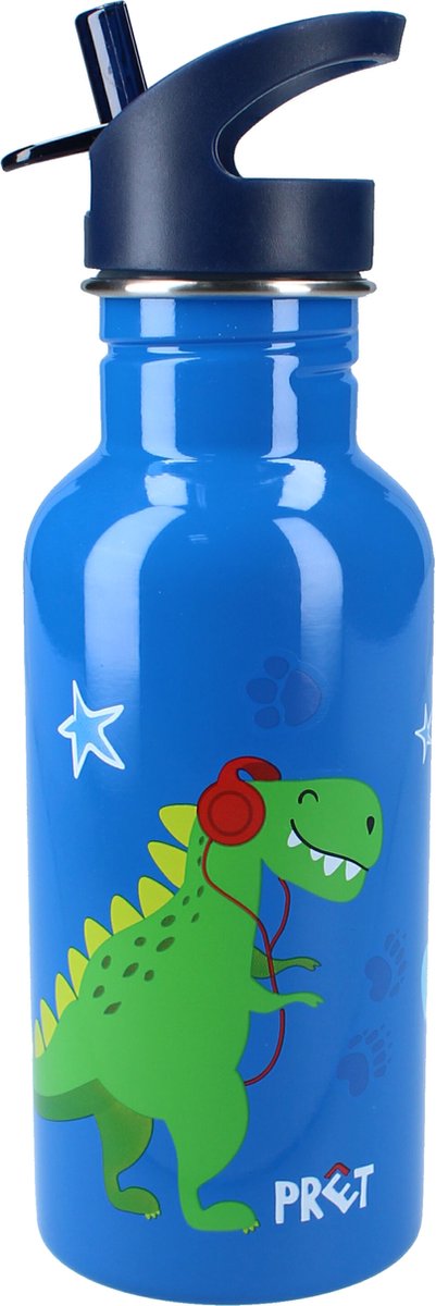 Prêt Drink up! Drinkfles - Blauw - Dino