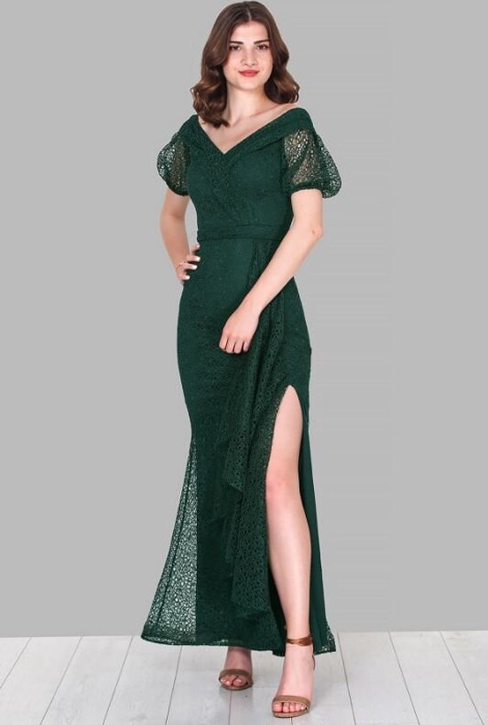 HASVEL-Glitter Jurk - Avond jurk - Feestjurk - Maxi Emerald Kleur jurk -  Dames... | bol.com