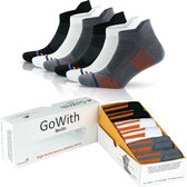 GoWith-bamboe sokken-sneaker sokken-6 paar-enkel sokken-sportsokken-naadloze sokken-cadeau sokken-zwart-wit-grijs-40-44