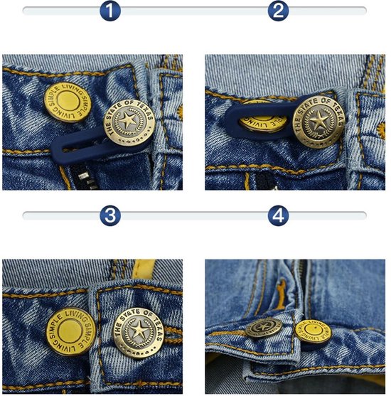 Consumerce® Set de 5 rallonges de boutonnières de Premium – Couleur bronze  – Jeans