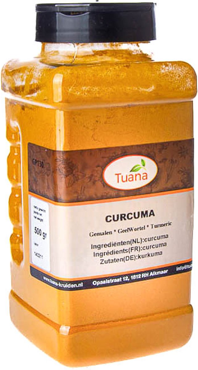 Goedkoopste Tuana Kruiden - Kurkuma Gemalen - Strooibus 500 Gram - Kruiden Zonder Zout - GP0058
