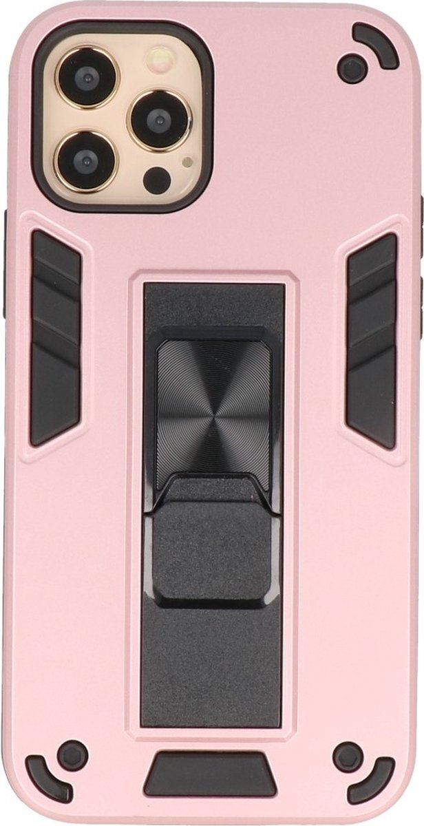 Hoesje Stand Hardcase Back Cover Color Roze geschikt voor Iphone 12 of voor 12 Pro