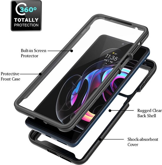 thumbnail: étui TPU Transparent Dégradé Coque Motorola Edge 20 Pro - Protection Verre Trempé - TPU Transparent - Cadre Coloré étui TPU Anti-choc