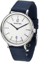JACQUES FAREL hayfield - Horloge Duurzaam - Vegan Horloge - Analoog - Blauw - Unisex - Gerecycled Staal - Verstelbaar bandje 16-21 cm - 3 Bar - ORS 5555