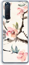 Case Company® - Hoesje geschikt voor Sony Xperia 5 II hoesje - Japanse bloemen - Soft Cover Telefoonhoesje - Bescherming aan alle Kanten en Schermrand