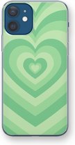 Case Company® - Hoesje geschikt voor iPhone 12 mini hoesje - Hart Groen - Soft Cover Telefoonhoesje - Bescherming aan alle Kanten en Schermrand