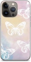Case Company® - Hoesje geschikt voor iPhone 13 Pro hoesje - White butterfly - Soft Cover Telefoonhoesje - Bescherming aan alle Kanten en Schermrand