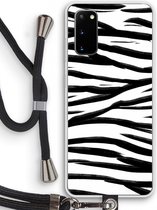 Case Company® - Hoesje met koord geschikt voor Samsung Galaxy S20 hoesje met Koord - Zebra pattern - Telefoonhoesje met Zwart Koord - Bescherming aan alle Kanten en Over de Schermrand