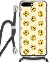 Case Company® - Hoesje met koord geschikt voor iPhone 7 PLUS hoesje met Koord - Smiley N°2 - Telefoonhoesje met Zwart Koord - Extra Bescherming aan alle Kanten en Over de Schermrand