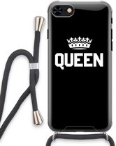 Case Company® - Hoesje met koord geschikt voor iPhone 8 hoesje met Koord - Queen zwart - Telefoonhoesje met Zwart Koord - Extra Bescherming aan alle Kanten en Over de Schermrand