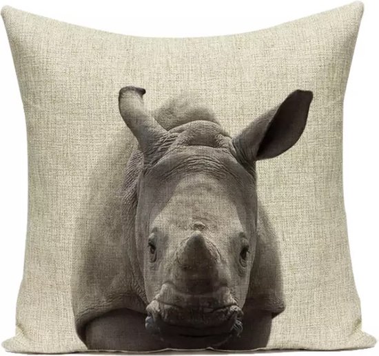 Housse de coussin Animaux - Rhinocéros - Impression photo - Sierkussen - 45x45 cm
