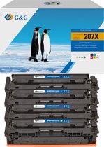 G&G 207X XL Tonercartridge Geschikt voor HP 207A 207X Multipack 4 Kleuren - Hoge Capaciteit voor HP Color LaserJet Pro M255DW, M255NW, MFP M282NW, M283FDN en M283FDW