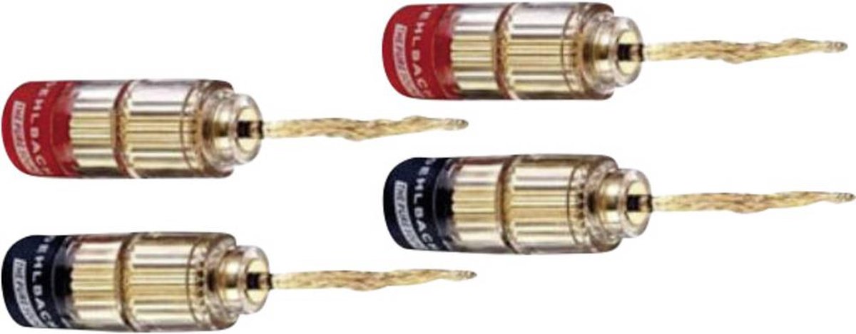 Oehlbach 3022 Luidsprekerconnector Stekker, recht Rood, Zwart 4 stuk(s)