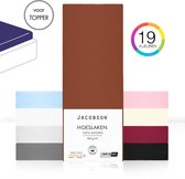 Jacobson - Hoeslaken Topper – 100% Jersey Katoen – 180x200 cm – Bruin