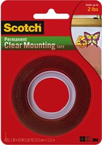 3M Scotch montagetape dubbelzijdige plakband - permanente doorzichtige plakband 2.5 cm x 1.5 meter