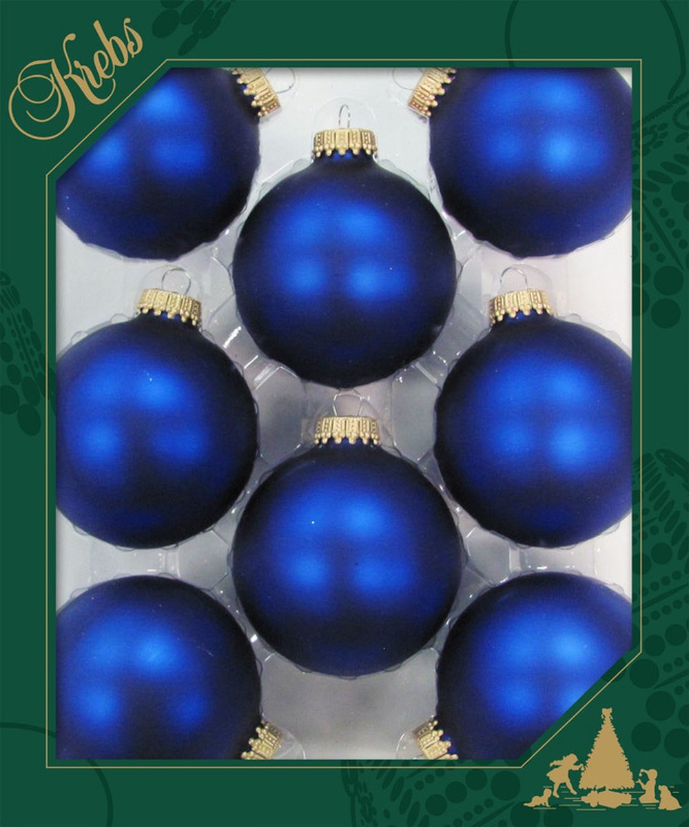 Bol.com Krebs Kerstballen - 8x st - kobalt blauw - mat - glas - 7 cm - kerstversiering - kerstdecoratie aanbieding