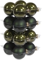 Othmar Decorations Kerstballen - 16x st - donkergroen - 8 cm - glas - mat/glans