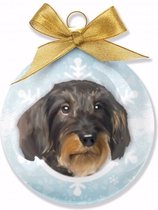 Dieren/huisdieren kerstballen Teckel hond 8 cm - Kerstboomversiering honden kerstballen