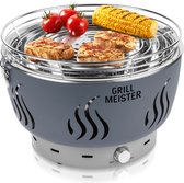 Grillmeister Houtskoolbarbecue - Type: houtskool - Afmetingen rooster: Ø34,6 cm - Kenmerk: met actieve ventilatie - Gesloten houtskoolcontainer - Uitneembare lekbak - Verstelbare ventilator