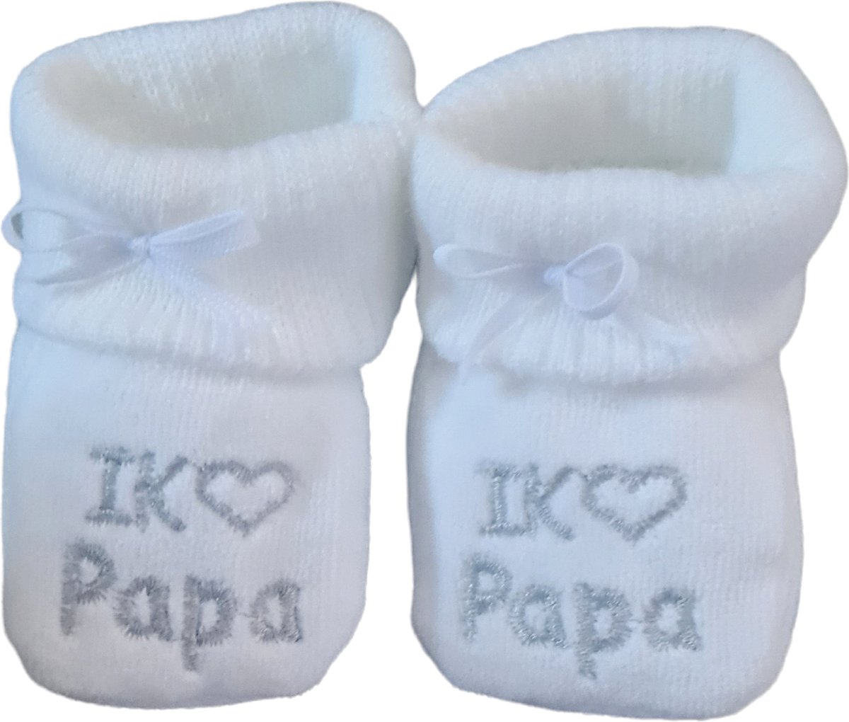 Baby slofjes Ik love papa / Wit / Newborn sloffen / Baby sloffen Baby slofjes Ik love papa / Wit / Newborn sloffen / Baby sloffen