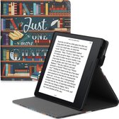 kwmobile case geschikt voor met Amazon Kindle Oasis 10. Generation - E reader cover van kunstleer - In meerkleurig bibliotheek design