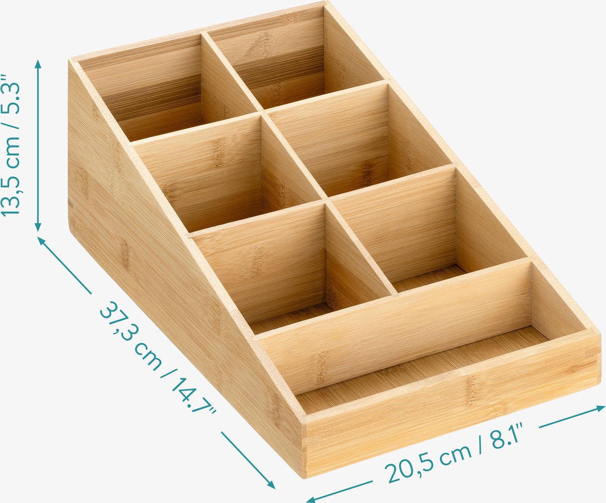 Navaris Bamboe Organizer Voor Koffieaccessoires - Bakje Voor Suiker Melk En Theezakjes Met 7 Vakken Voor Thuis Of Op Kantoor 6980f45fc493818eb30f25e6