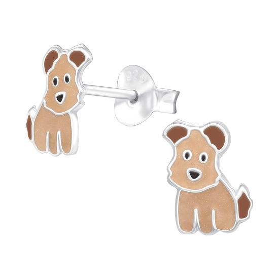 Boucles d'oreilles princesse Willy - Filles - Argent 925 - Epoxy - Chien - 9 x 8 mm