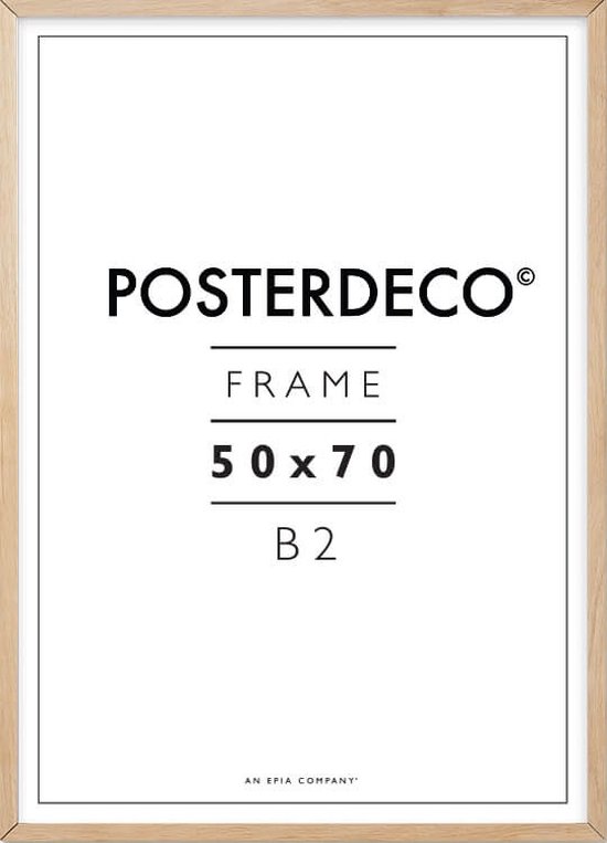Fotolijst - Posterdeco - Premium Hout - Fotomaat 50x70 cm (B2) - Posterlijst - Fotolijstje - Eik