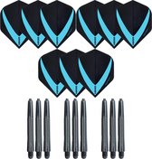 3 sets (9 stuks) Super Sterke – Aqua - Vista-X – dart flights – inclusief 3 sets (9 stuks) - medium - dart shafts